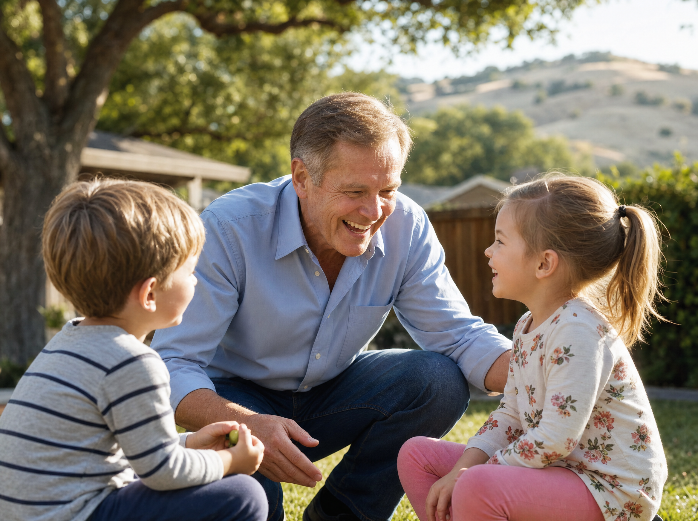 Patient reconnecting with family after choosing to improve their hearing at Contra Costa Hearing Aid Center in Walnut Creek, CA