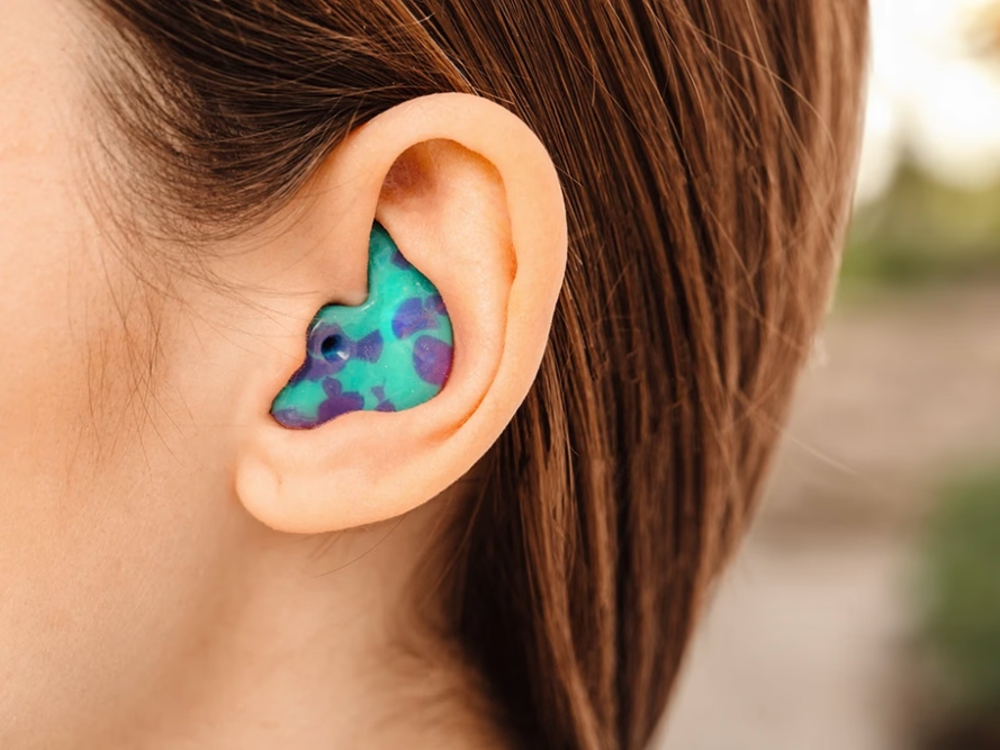 Custom-molded earplugs fit by a hearing specialist at Contra Costa Hearing Aid Center in Brentwood, CA